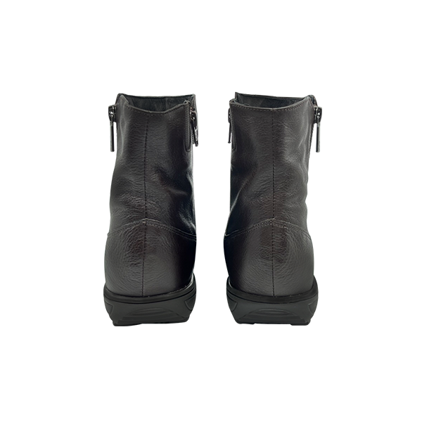 真皮質感抓皺低筒女靴