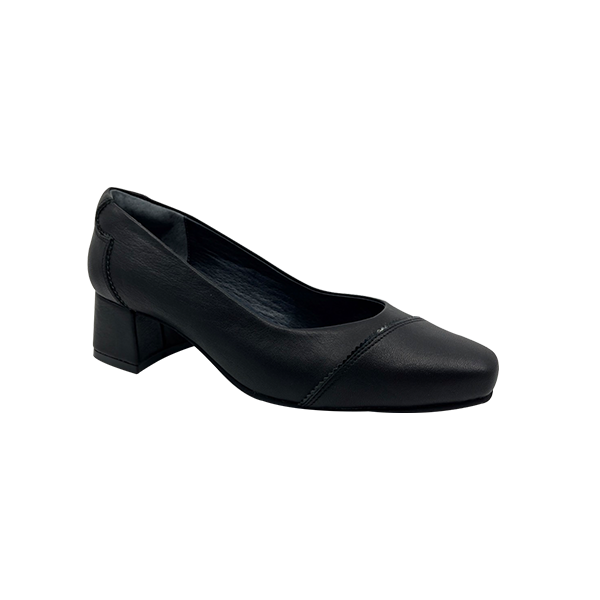 真皮撞色斜線百搭低跟鞋