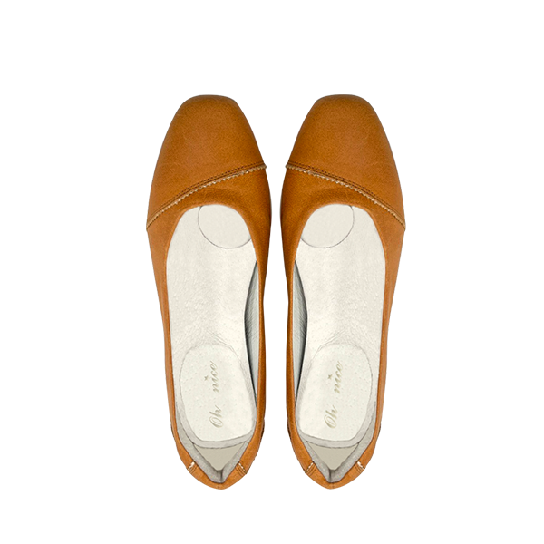 真皮撞色斜線百搭低跟鞋