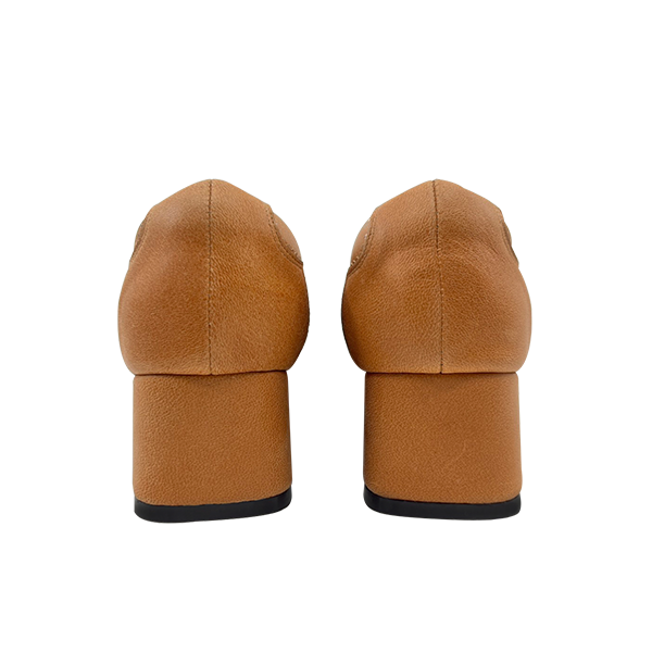 真皮撞色斜線百搭低跟鞋