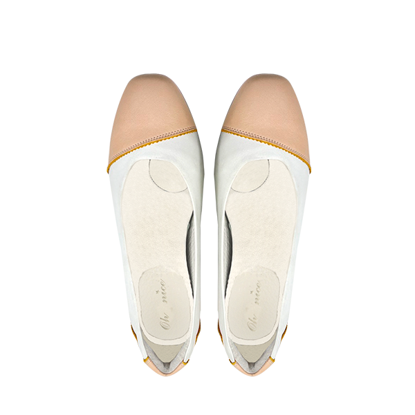 真皮撞色斜線百搭低跟鞋